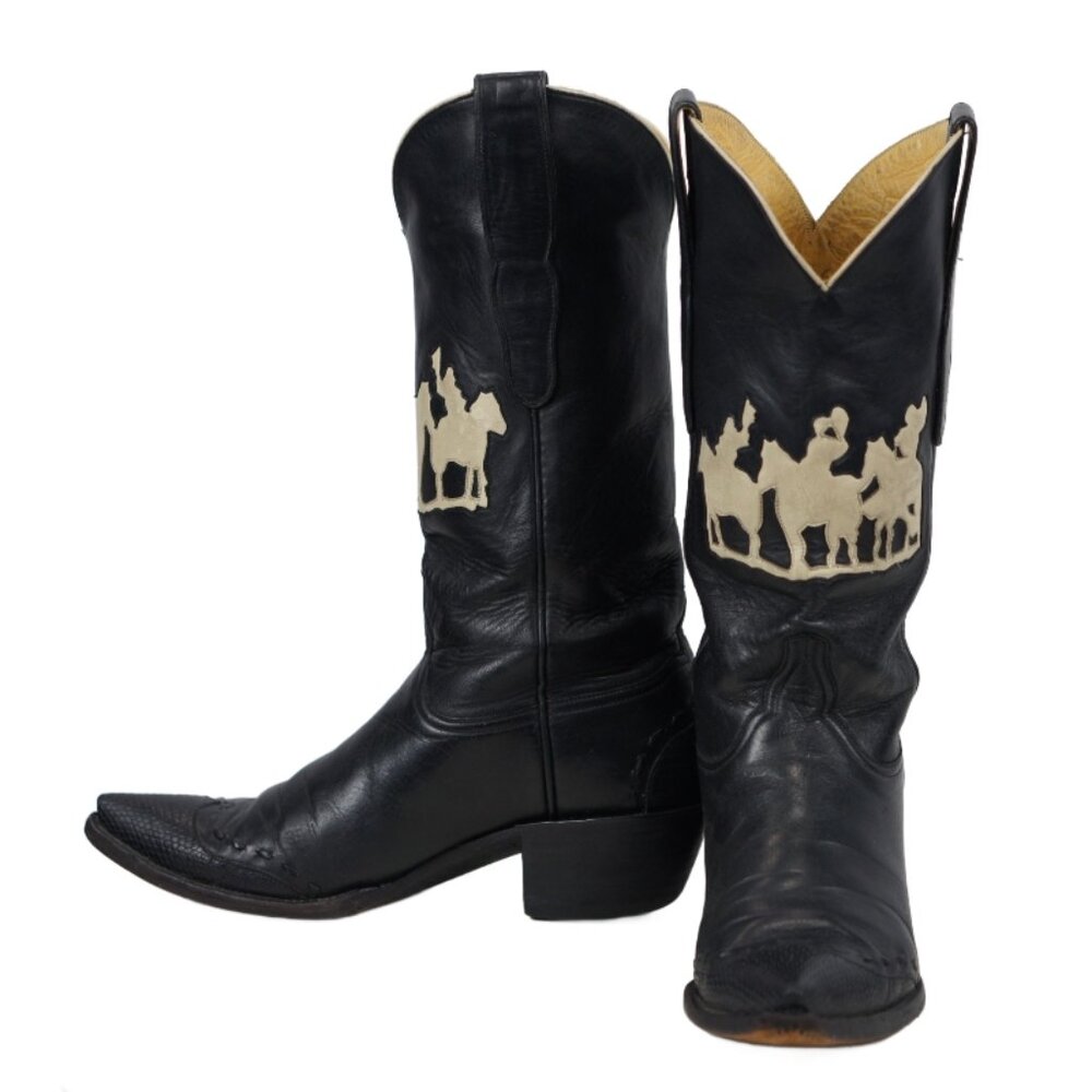 Tres Outlaws 1996 Calf Cowboy Boots Lizard Wingtip Custom Inlay Women's 8.5 C